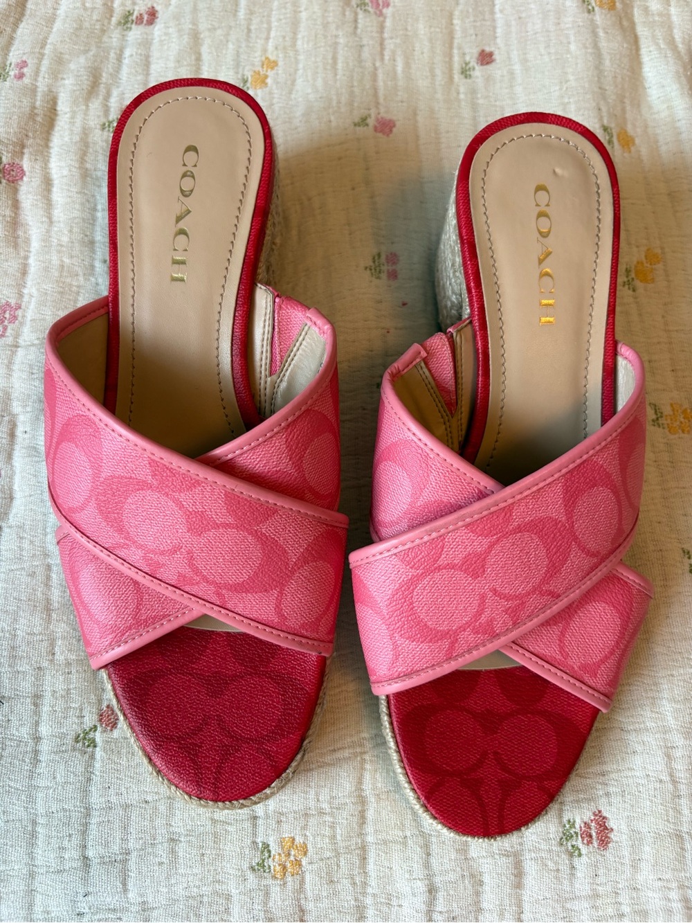 Coach Y2K 2000’s Pink Crisscross Espadrille Slide Sandals - Picture 7 of 11